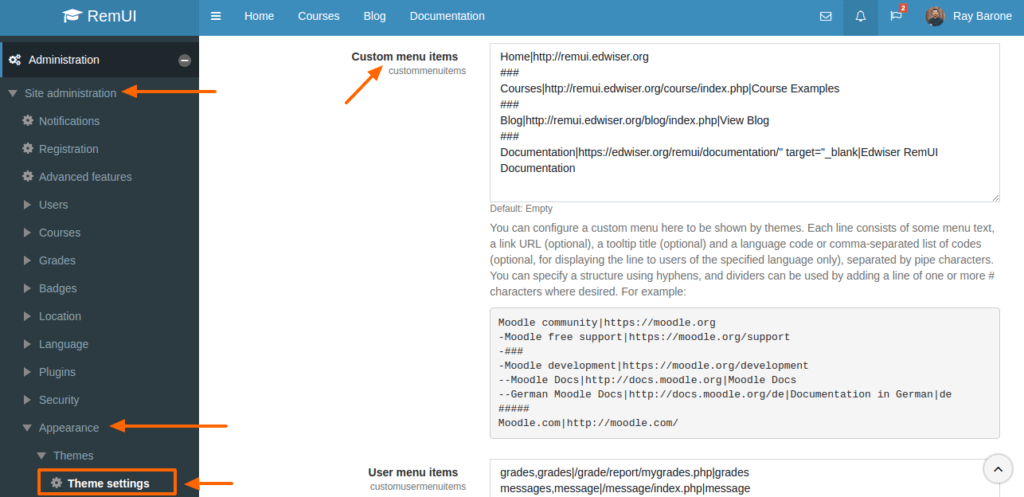 moodle-add-custom-menu-items