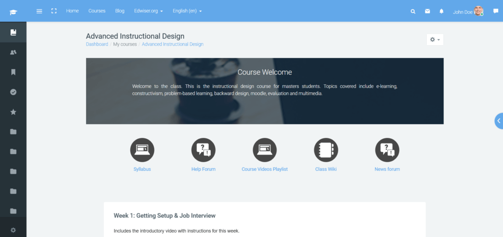 single course page