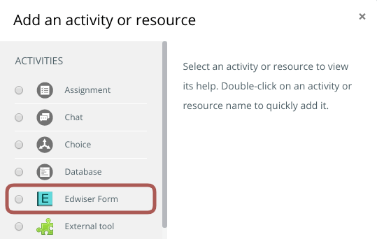 Add forms as an Activity on Moodle