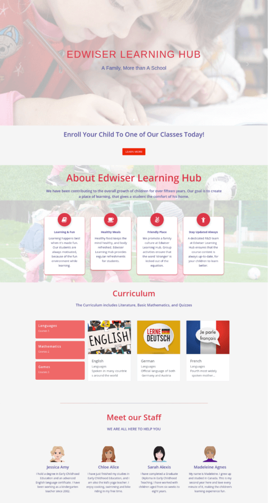Edwiser Learning Hub - K12 Site Designed with Edwiser RemUI