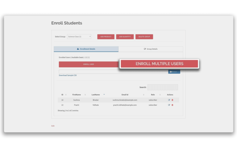 Easy enrollment of multiple students