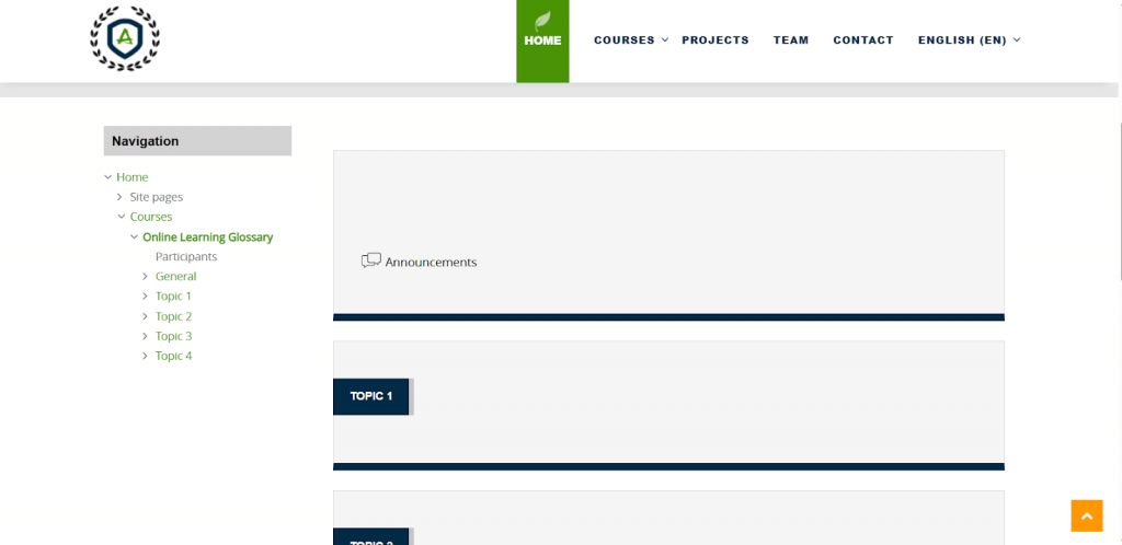 The course navigation panel in Academic Moodle theme