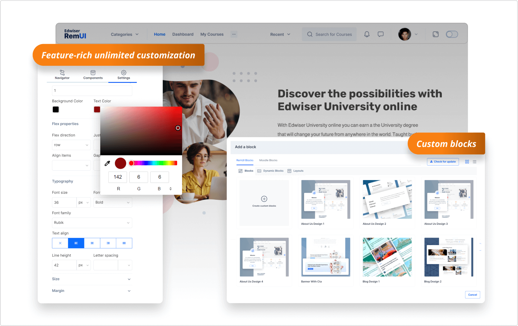 remui moodle theme personalizer