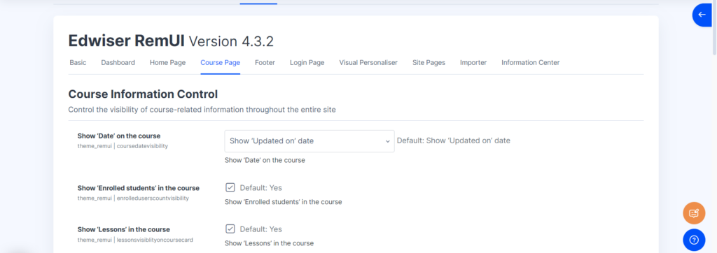 Course Information Control Course Information control